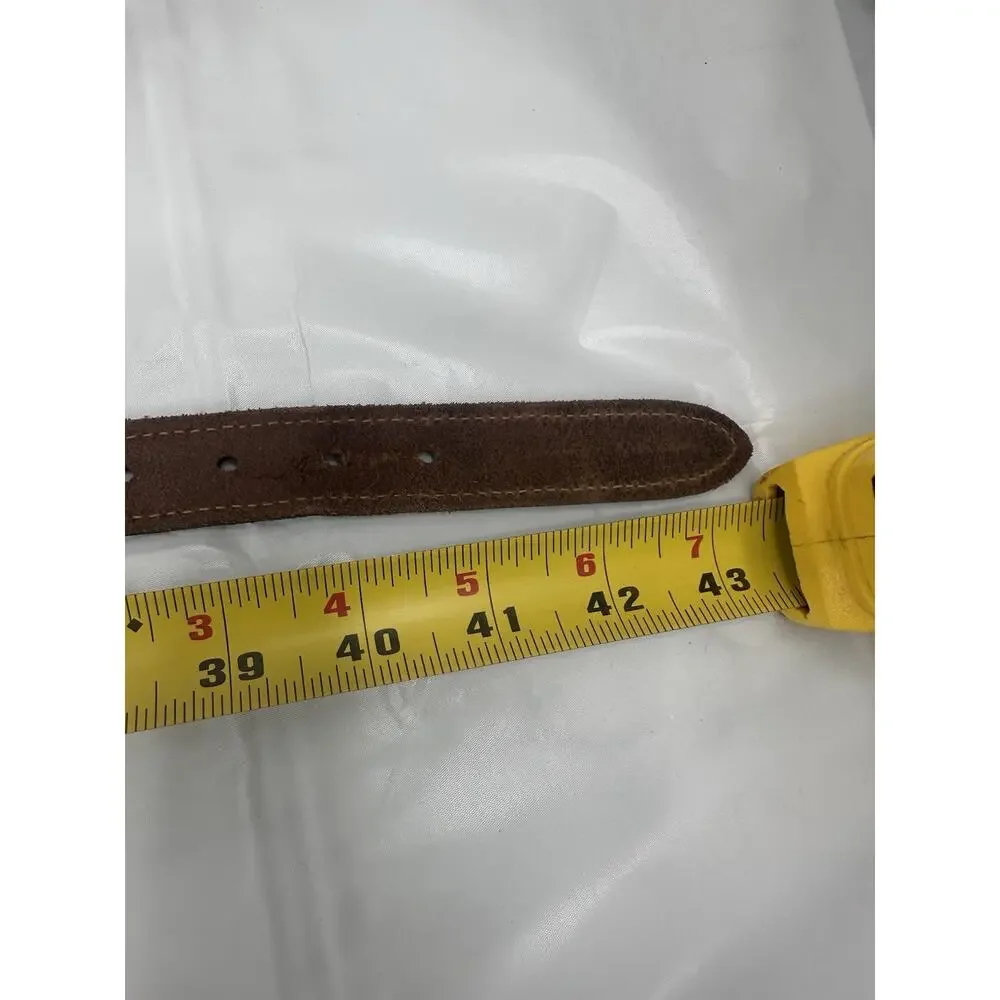 Dockers Men's Brown Leather Off-White Casual Braided Belt Size 40/100 Brass USA
